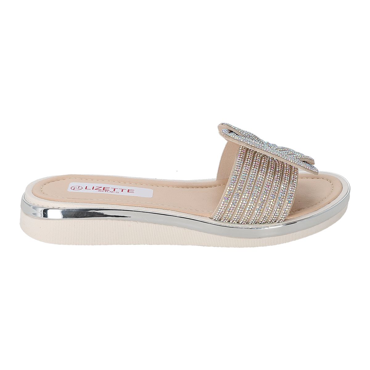 SANDALIA PISO MUJER LIZETTE SHOES 905 NUDO PLATA
