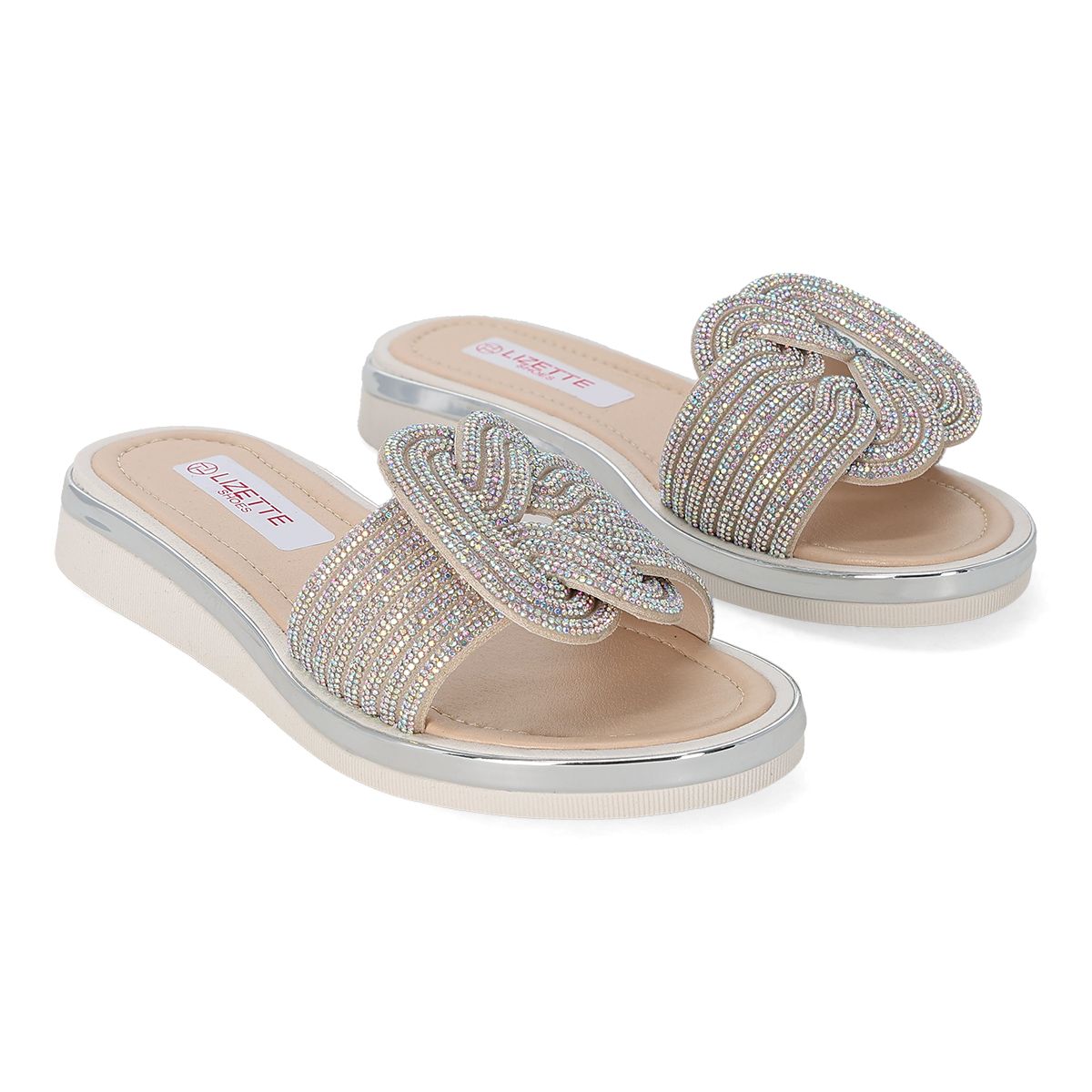 SANDALIA PISO MUJER LIZETTE SHOES 905 NUDO PLATA-PV25