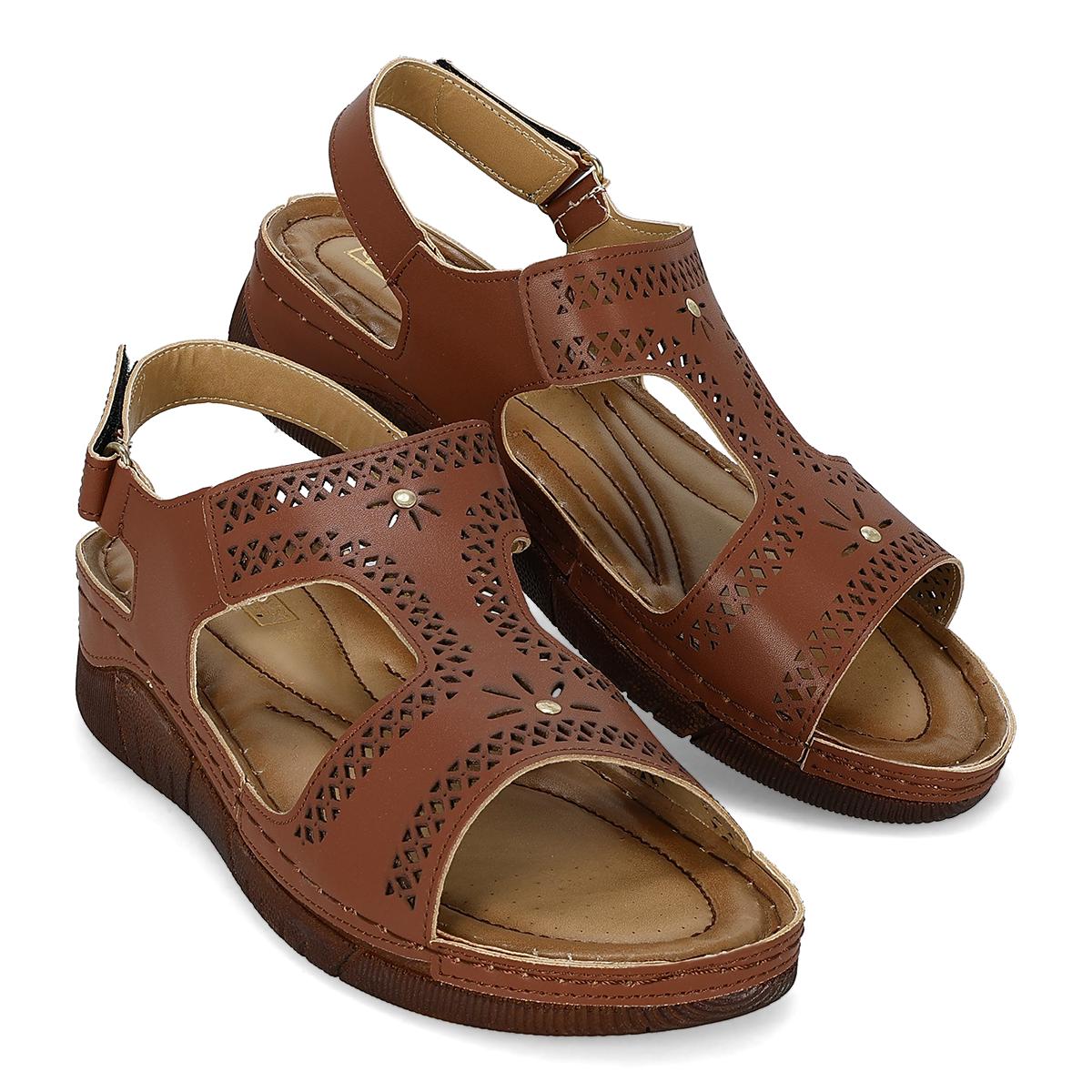 SANDALIA DE CUÑA MUJER VANNY'S 5603 TAN