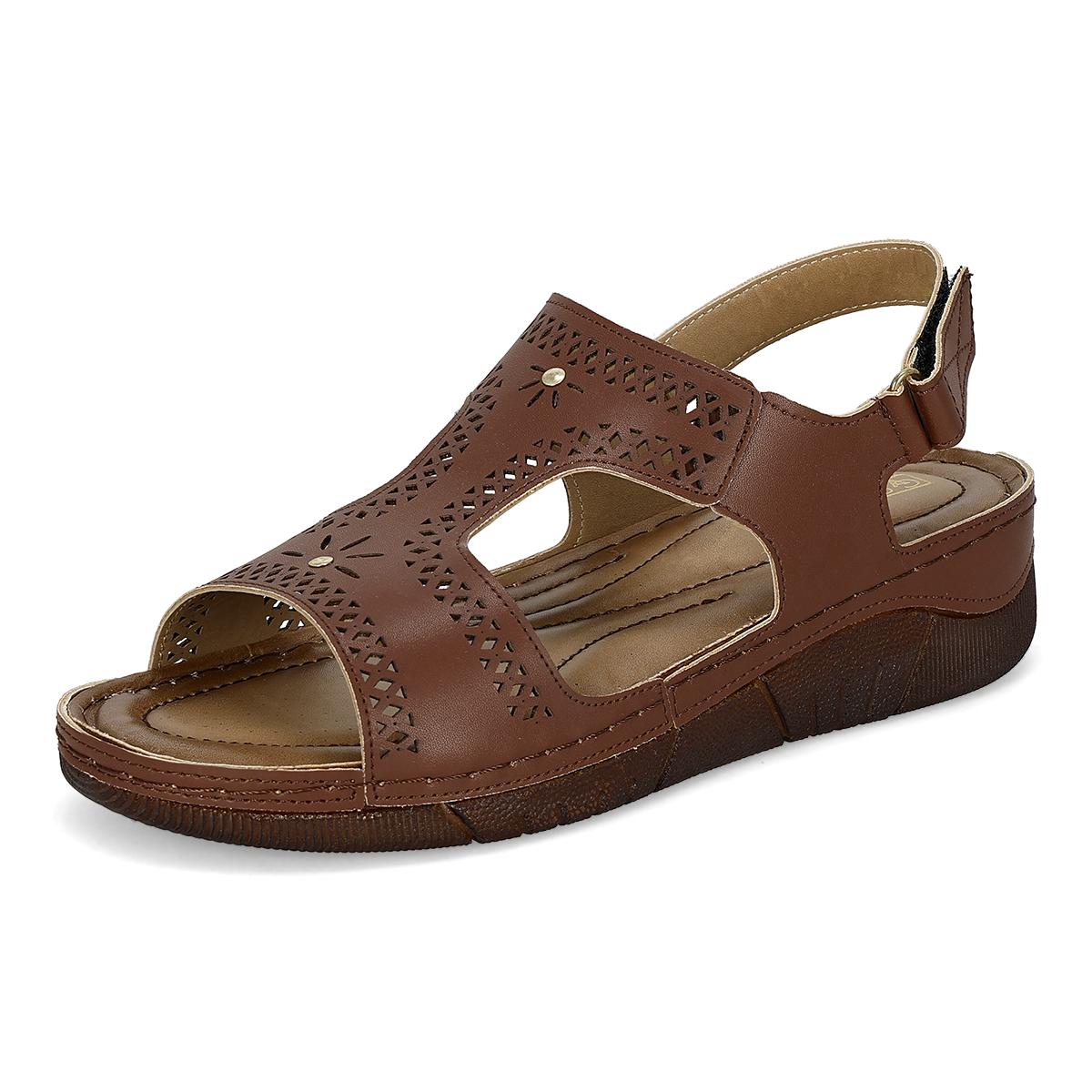 SANDALIA DE CUÑA MUJER VANNY'S 5603 TAN