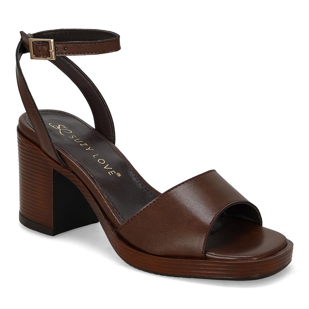 SANDALIA DE TACON MUJER SUZY LOVE 311 CASTAÑA-OFERTA