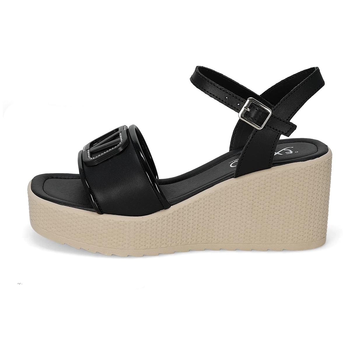 SANDALIA PLATAFORMA MUJER EXESSO 1230 NEGRO