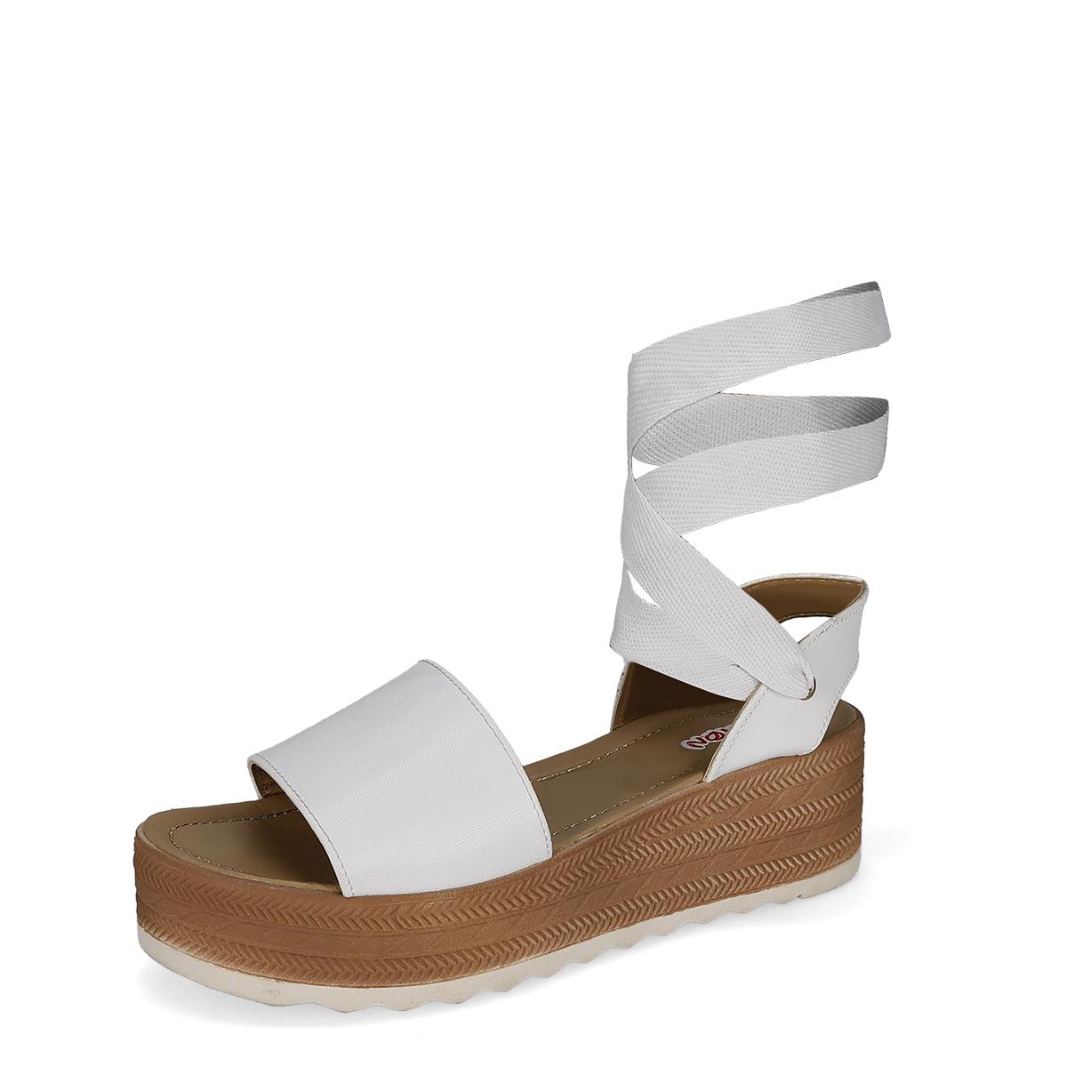 SANDALIA DE CUÑA MUJER PASION 304 BLANCO