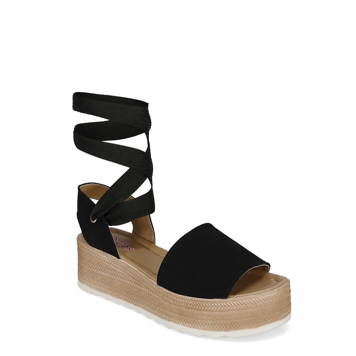 SANDALIA DE CUÑA MUJER PASION 304 NEGRO