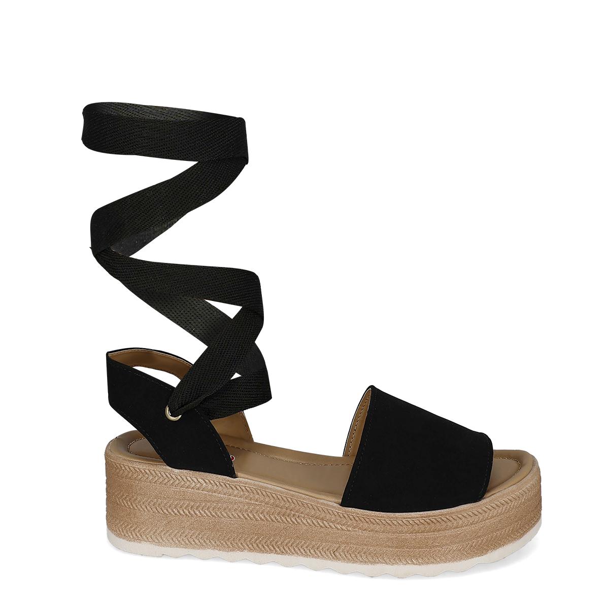 SANDALIA DE CUÑA MUJER PASION 304 NEGRO