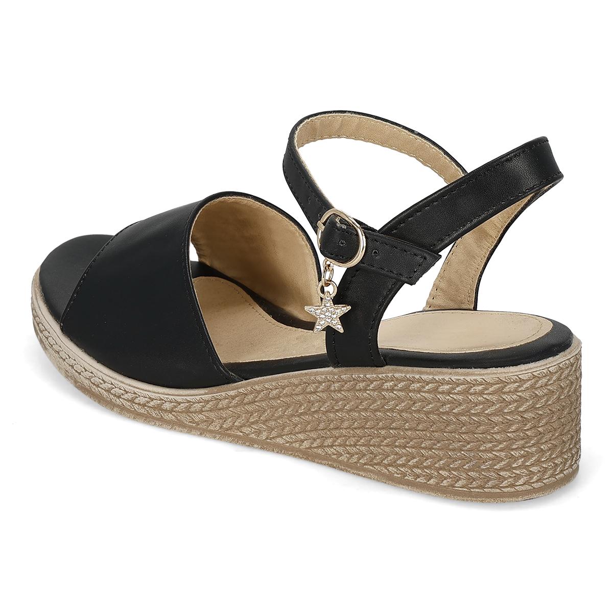 SANDALIA DE CUÑA MUJER PASION 702 NEGRO-OFERTA