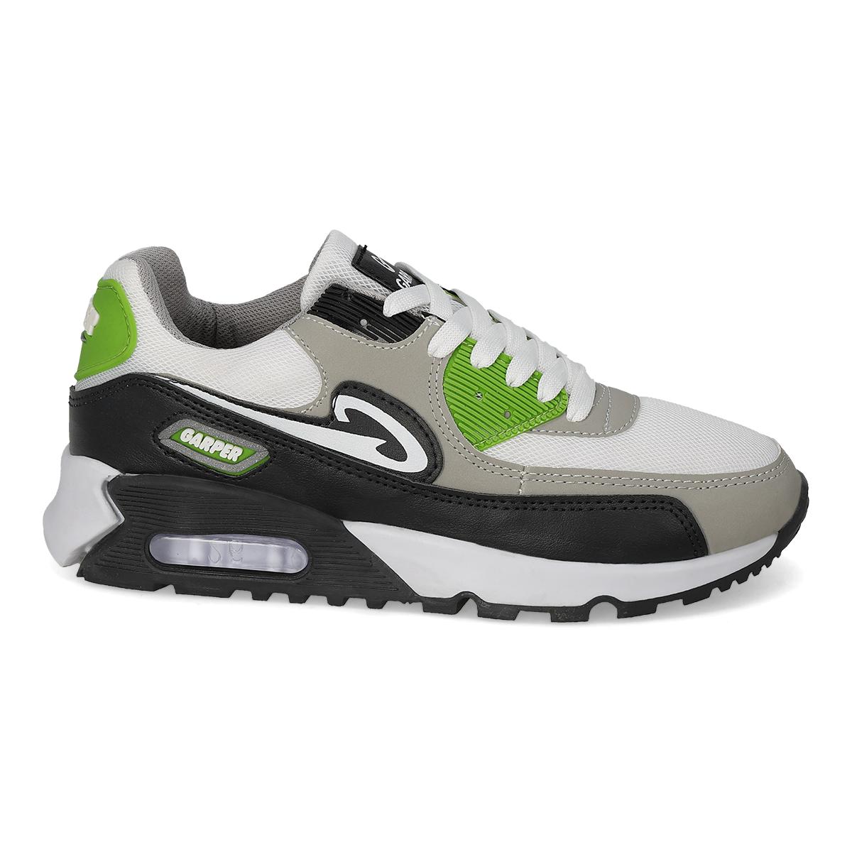 DEPORTIVO INFANTIL GARPER 360 NEGRO/GRIS/VERDE