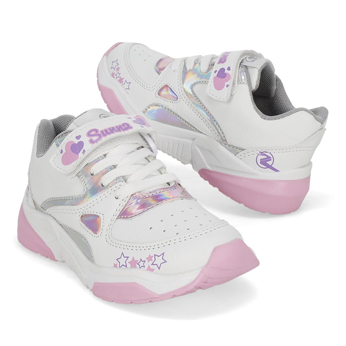 DEPORTIVO INFANTIL SUNNZ 4122 BLANCO/ROSA/PLATA