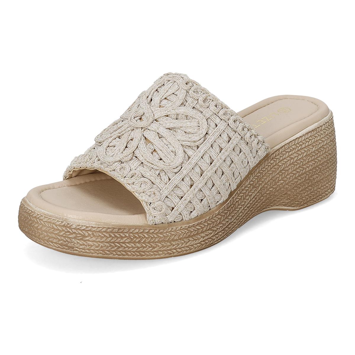 SANDALIA DE CUÑA MUJER LIZETTE SHOES 6149 BEIGE-OFERTA