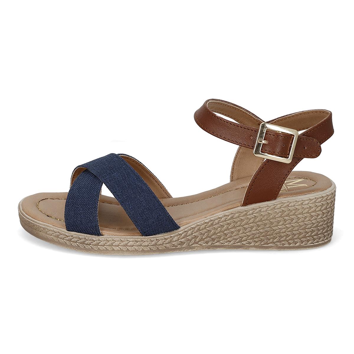 SANDALIA DE CUÑA MUJER MAXIM 1351 MARINO TAN